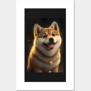 Happy Shiba Inu Dog Posters and Art